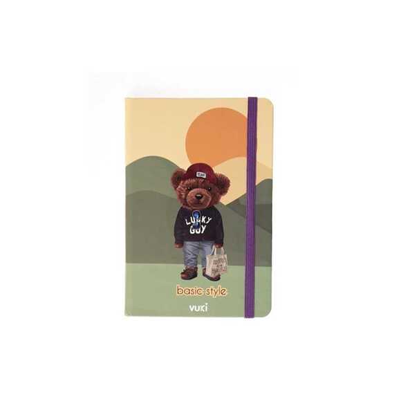 Ayı Desenli Sert Kapak Lastikli Defter A6