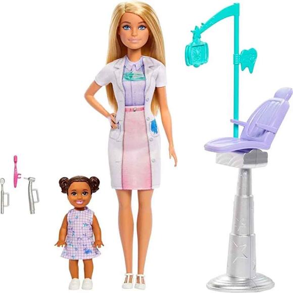 Barbie Bakım Temalı Kariyer Oyun Setleri - Diş Hekimi Bebek JCR74