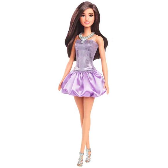 Barbie Büyüleyici Parti Bebekleri - Mor Metalik Elbiseli Esmer HYT92