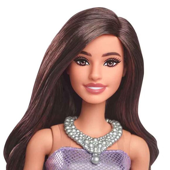 Barbie Büyüleyici Parti Bebekleri - Mor Metalik Elbiseli Esmer HYT92