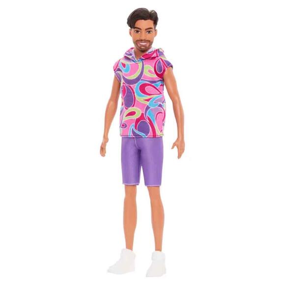 Barbie Yakışıklı Ken Bebekler (Fashionistas) - Renkli T-shirtlü Esmer HRH26