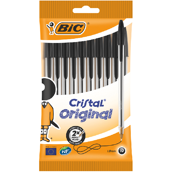 Bic Cristal Medium 1.0mm Tükenmez Kalem Siyah 10'lu Poşet