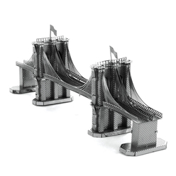 3D Lazer Kesim Metal Model Brooklyn Köprüsü Silver - Thumbnail