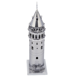 3D Lazer Kesim Metal Model Galata Kulesi Silver - Thumbnail