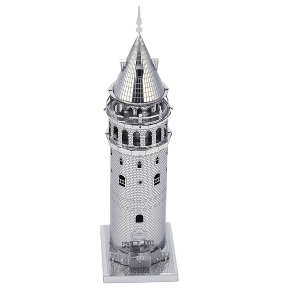 3D Lazer Kesim Metal Model Galata Kulesi Silver