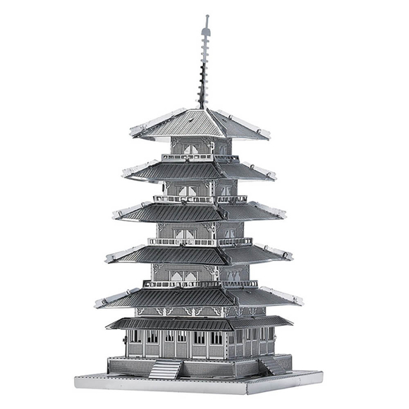 3D Lazer Kesim Metal Model Japon Tapınak Gojunoto Silver