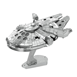 3D Lazer Kesim Metal Model Millenium Falcon Silver - Thumbnail