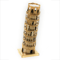 3D Lazer Kesim Metal Model Pisa Kulesi Gold - Thumbnail