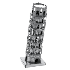 3D Lazer Kesim Metal Model Pisa Kulesi Silver - Thumbnail