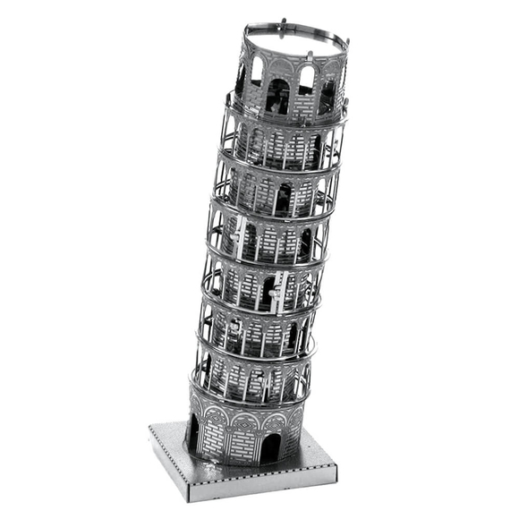 3D Lazer Kesim Metal Model Pisa Kulesi Silver 