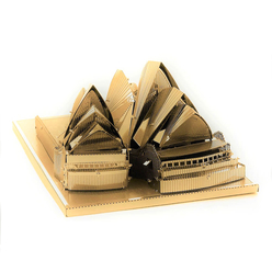 3D Lazer Kesim Metal Model Sydney Opera House Gold - Thumbnail