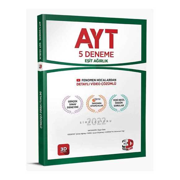 3D Yayınları AYT 5 iı Paket Deneme Eşit Ağırlık 