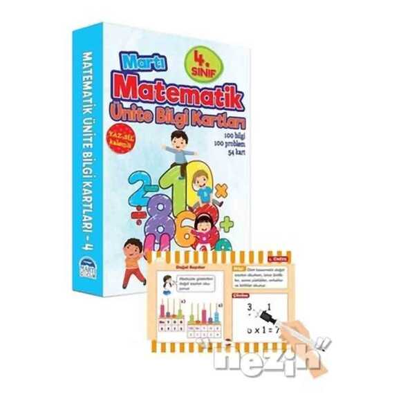 4. Sınıf Matematik Ünite Bilgi Kartları - Yaz Sil Kalemli
