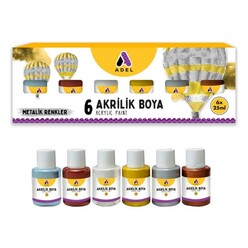 Adel Akrilik Boya 25mlx6 Metalik Renkler 2188000050000 - Thumbnail