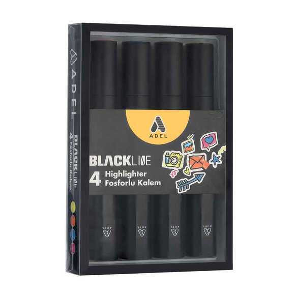 Adel Blackline Fosforlu Kalem, 4’lü Set 2201000136000