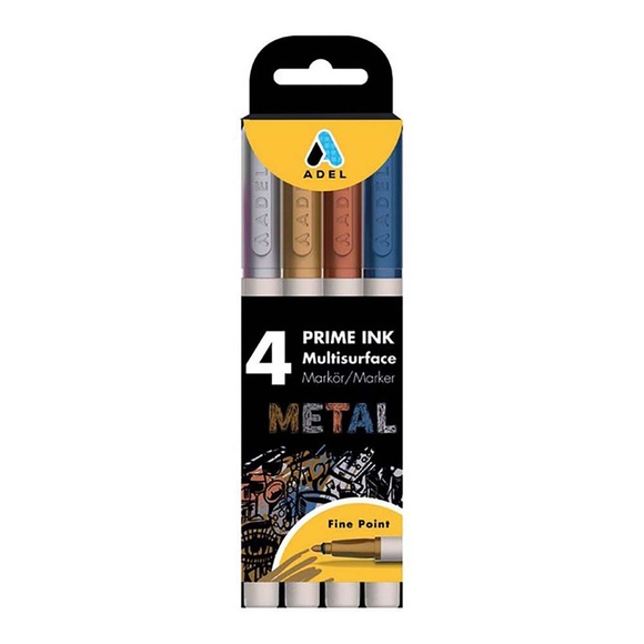 Adel Prime Ink Multisurface 4’Lü Marker Metalik