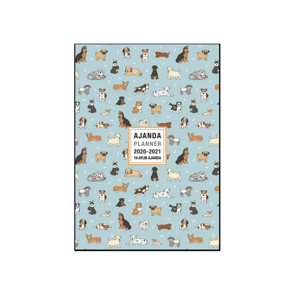 Akademi Çocuk 2020-2021 16 Aylık Ajanda 12x17cm Lovely Dogs