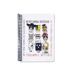 Funny - Akademi Çocuk Tükenmez 15x21cm Not Defteri-2 Ressam Kediler 3008