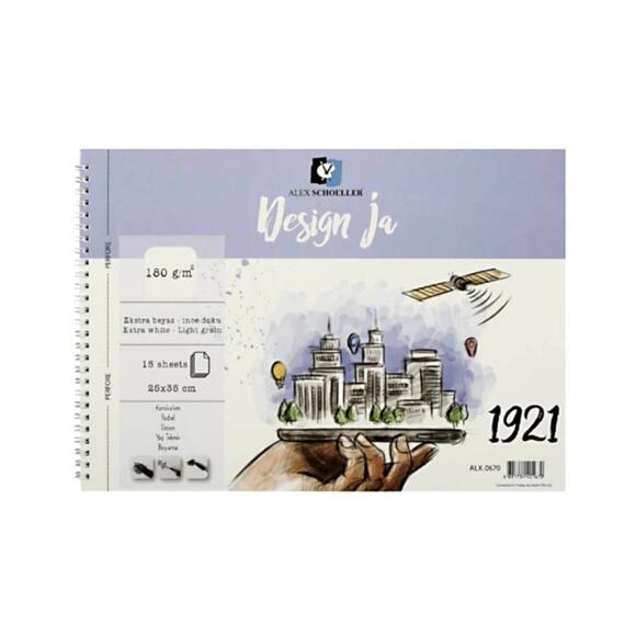Alex Design Ja Spiralli Resim Defteri 180Gr 25X35 15 Li ALX-0670