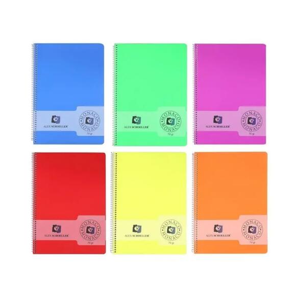 Alex Schoeller PP Kapak Spiralli Defter 70 gr A4 200 yp Çizgili+Kareli