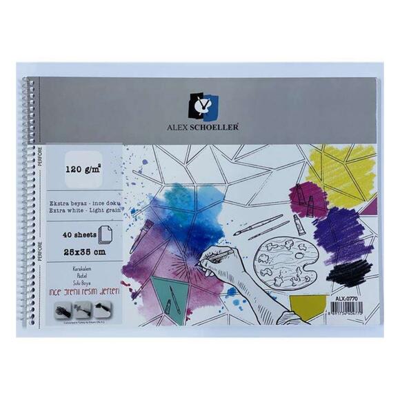 Alex Spiralli Resim Defteri 25X35 Cm 120Gr 40’Lı ALX-0770