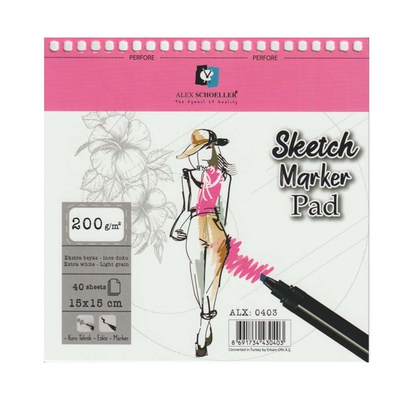 Alex Spralli Sketch-Marker Pad 15X15 200Gr 40’Lı Alx-0403