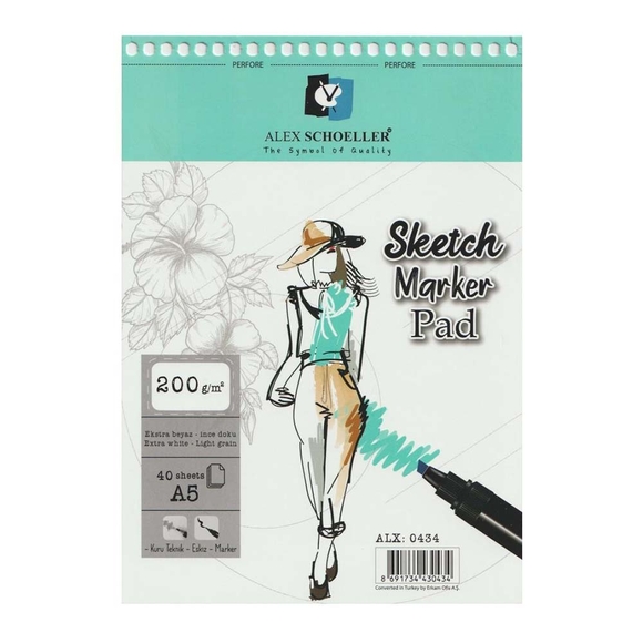 Alex Spralli Sketch-Marker Pad A5 200Gr 40’Lı Alx-0434