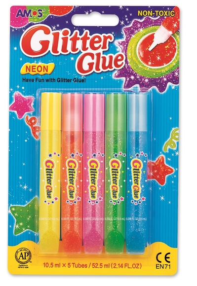 Amos Glitter Glue Neon Simli Yapıştırıcı 10,5 ml 5’li GNE10B5