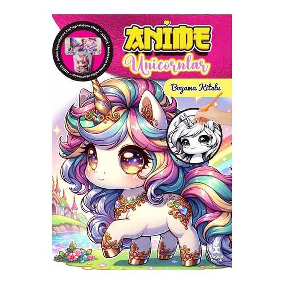 Anime Unicornlar Boyama Kitabı