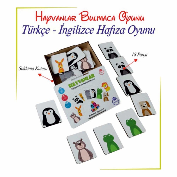 Ankebut 18 Hayvanlı Eşleştirme Puzzle Kutulu 31623