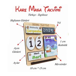 Ankebut Masa Takvimi Kare Türkçe/İngilizce 33719 - Thumbnail