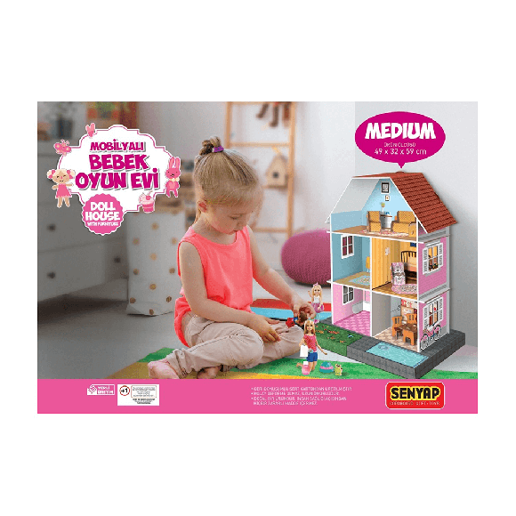 Arnas Toys 5081 3D Karton Maket Mobilyalı Bebek Oyun Evi
