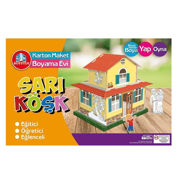 Arnas Toys 5135 3D Karton Maket Boyama Evi Sarı Köşk