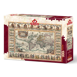 Art Puzzle 1000 Parça Eski Dünya Haritası 4584 - Thumbnail