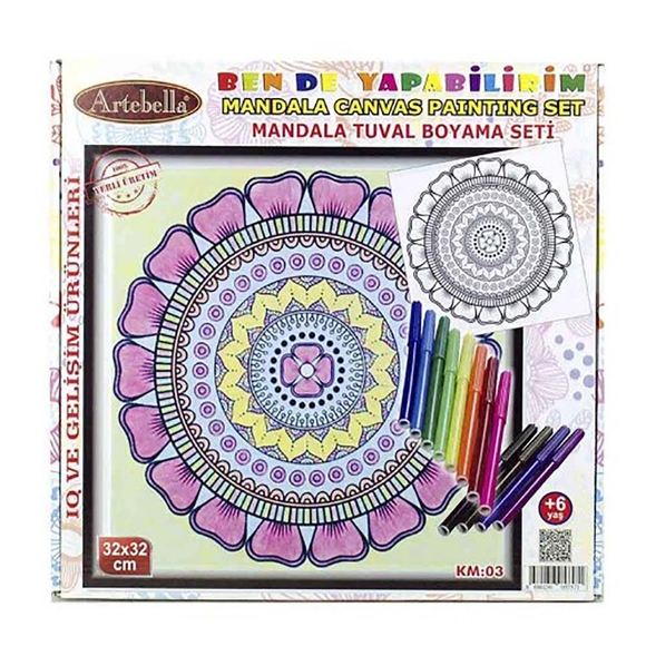 Artebella Mandala Tuval Boyama Seti 32x32 Cm Km-03