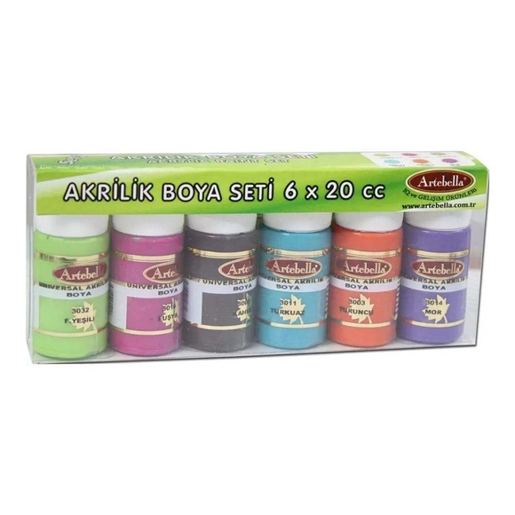 Artebella Unıversal Akrilik Boya 6’lı Set-04 20 ml Abs40020