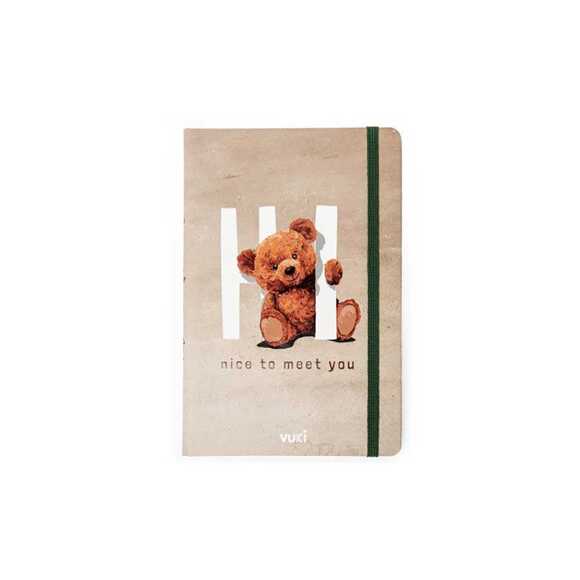 Ayı Desenli Sert Kapak Lastikli Defter A5