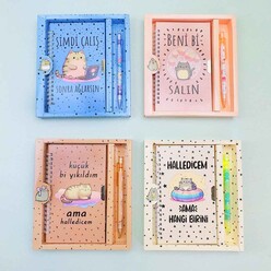 Bam Hediyelik HN-021 Kedi Mottolu Kilitli Defter - Thumbnail