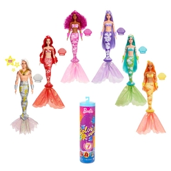 Barbie Color Reveal Renk Değiştiren Sürpriz Barbie Gökkuşağı Deniz Kızı Bebekler HDN68 - Thumbnail