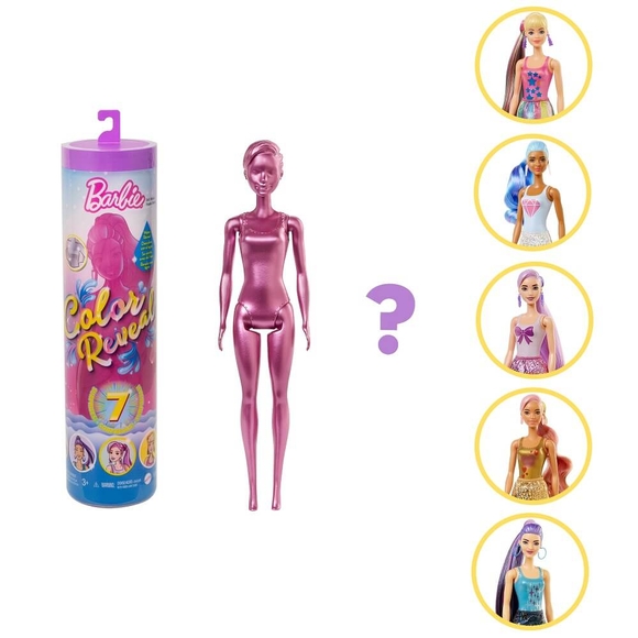 Barbie Color Reveal Renk Değiştiren Sürpriz Barbie Işıltılı Bebekler Serisi 7 Sürpriz İçerir GWC55