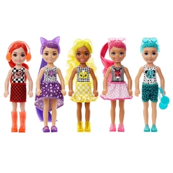Barbie Color Reveal Renk Değiştiren Sürpriz Chelsea Renk Bloklu Bebekler Serisi Seri 2 GWC60 - Thumbnail