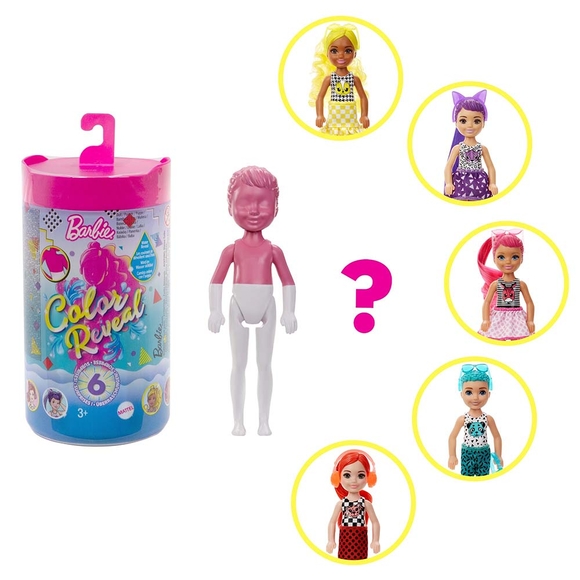 Barbie Color Reveal Renk Değiştiren Sürpriz Chelsea Renk Bloklu Bebekler Serisi Seri 2 GWC60