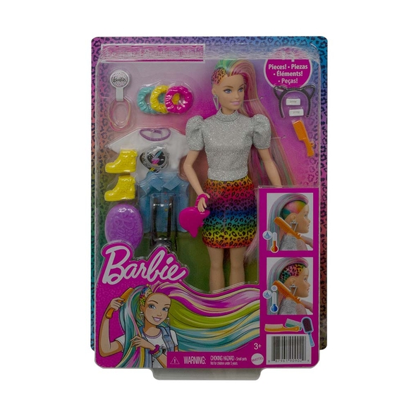 Barbie Leopar Desenli Saçlar Bebeği GRN81