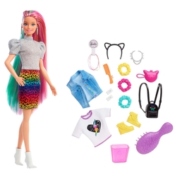 Barbie Leopar Desenli Saçlar Bebeği GRN81 - Thumbnail