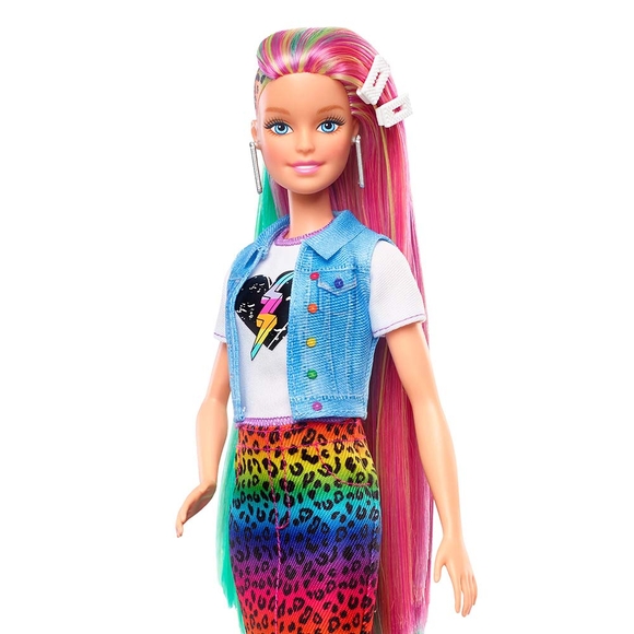 Barbie Leopar Desenli Saçlar Bebeği GRN81