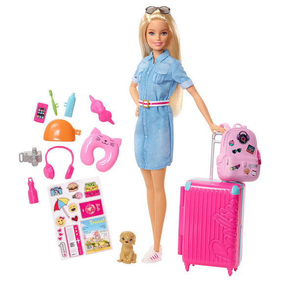 Barbie Seyahatte Bebeği Ve Aksesuarları FWV25