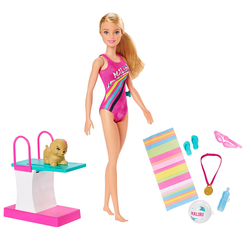 Barbie Seyahatte Yüzücü Barbie Oyun Seti GHK23 - Thumbnail