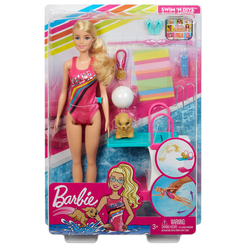 Barbie Seyahatte Yüzücü Barbie Oyun Seti GHK23 - Thumbnail