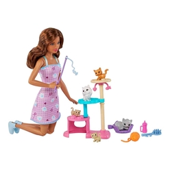 Barbie Ve Yavru Kedileri Oyun Seti HHB70 - Thumbnail