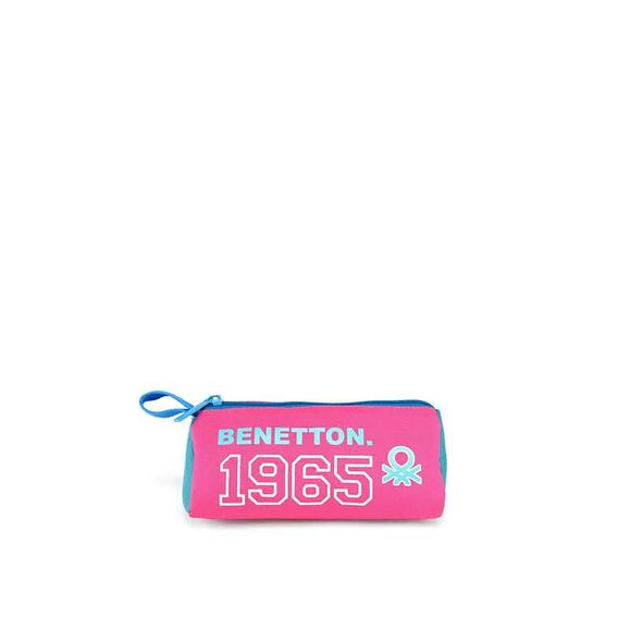 Benetton 1965 Logo Baskılı Kız Çocuk Üçgen Kalemlik Fuşya-Turkuaz 13004 